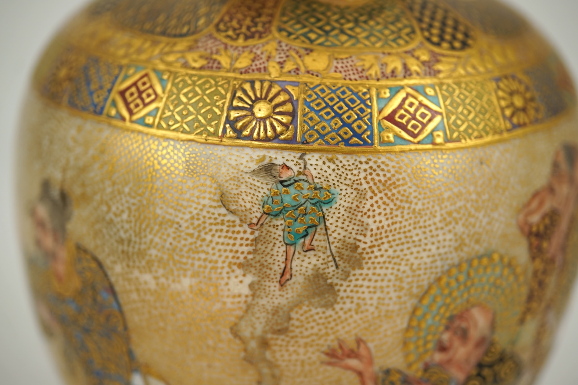 A Japanese small Satsuma vase, by Hattori, Meiji period